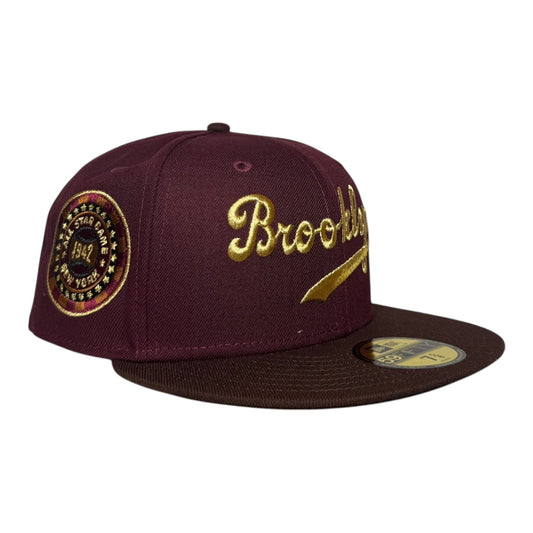 Brooklyn Dodgers 1942 All Star Game Maroon Gray UV New Era 59Fifty Fitted Hat