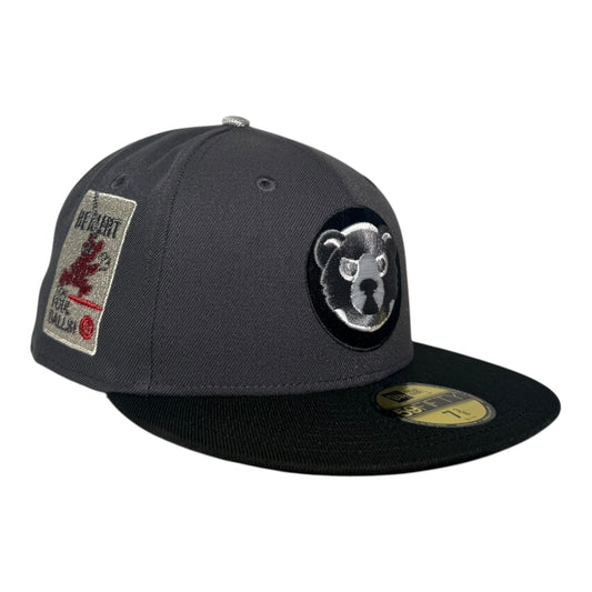 Chicago Cubs Be Alert for Foul Balls New Era 59Fifty Fitted Hat Black/Grey