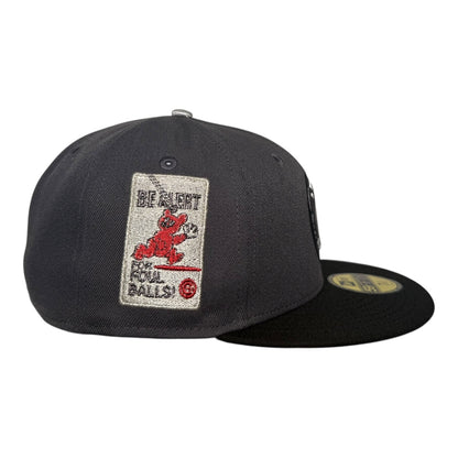 Chicago Cubs Be Alert for Foul Balls New Era 59Fifty Fitted Hat Black/Grey