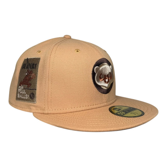 Chicago Cubs Be Alert for Foul Balls New Era 59Fifty Fitted Hat Pecan