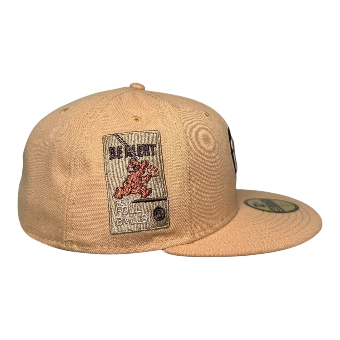 Chicago Cubs Be Alert for Foul Balls New Era 59Fifty Fitted Hat Pecan