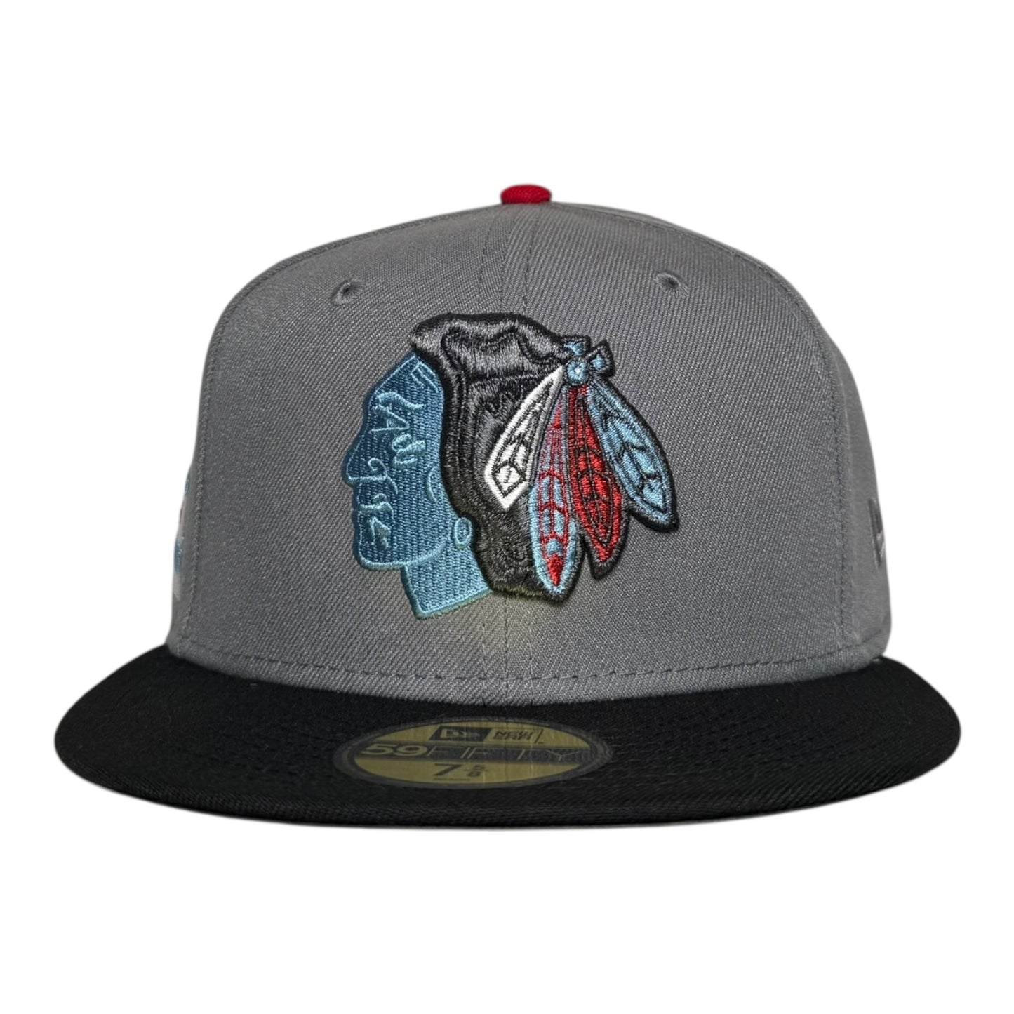 Chicago Blackhawks Flag Side Patch Storm Gray New Era 59Fifty Fitted Hat