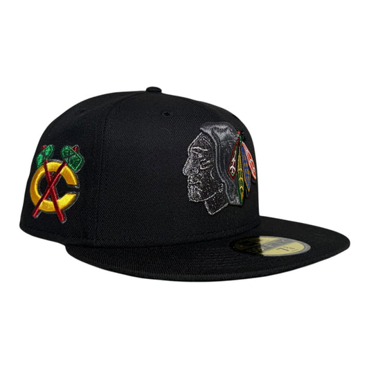 Chicago Blackhawks Tomahawk Logo New Era 59Fifty Fitted Hat Green UV