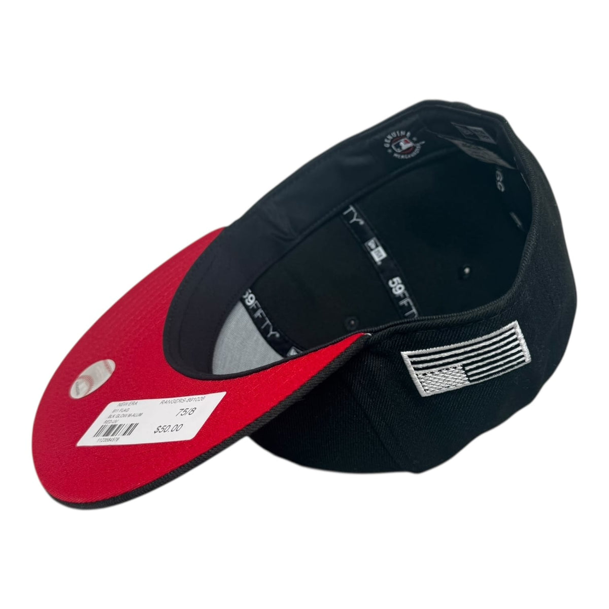 The Hat Wall Texas Rangers 911 Flag Red UV New Era 59Fifty Fitted Hat