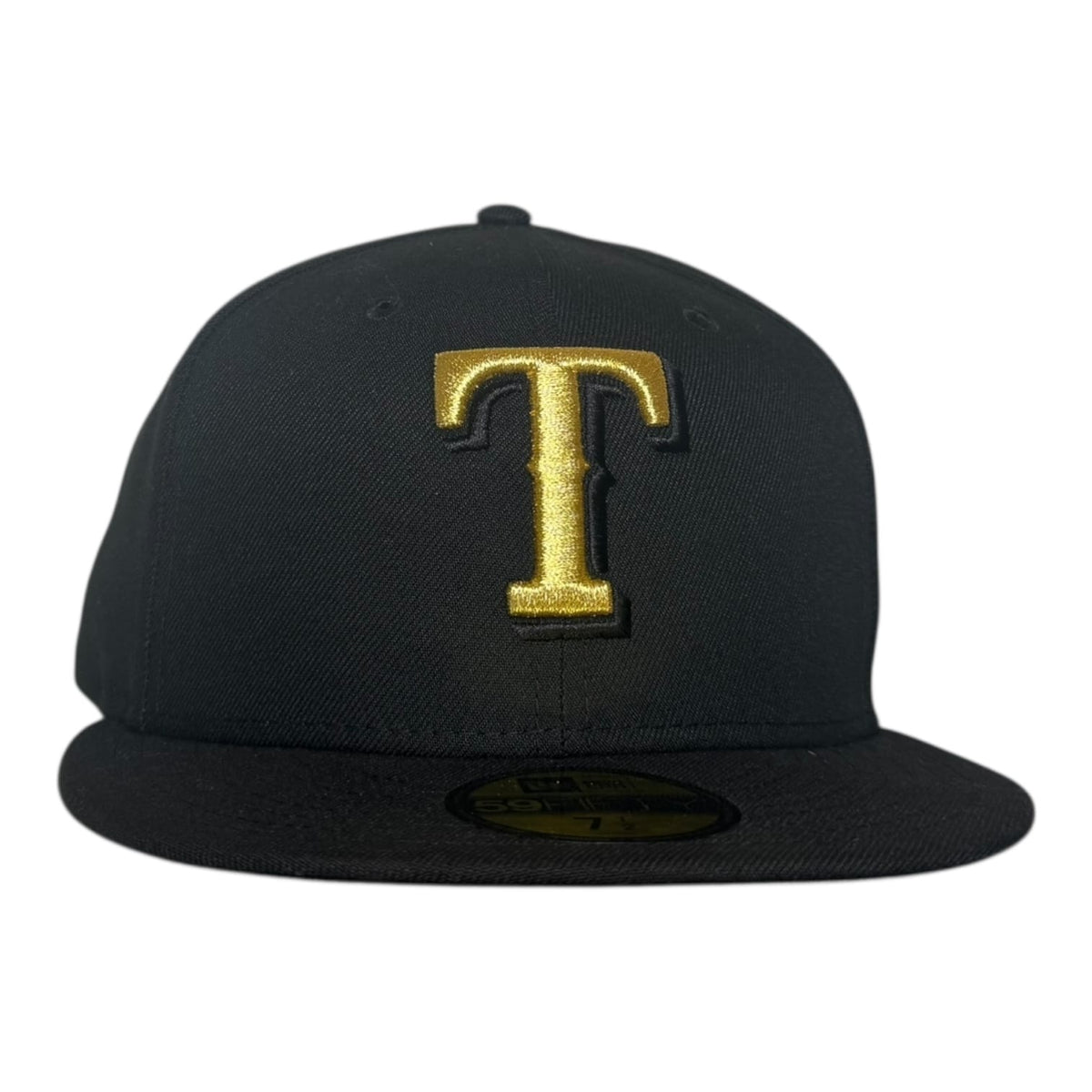 The Hat Wall Texas Rangers Black on Metallic New Era 59Fifty Fitted Hat