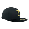 Texas Rangers Black on Metallic New Era 59Fifty Fitted Hat