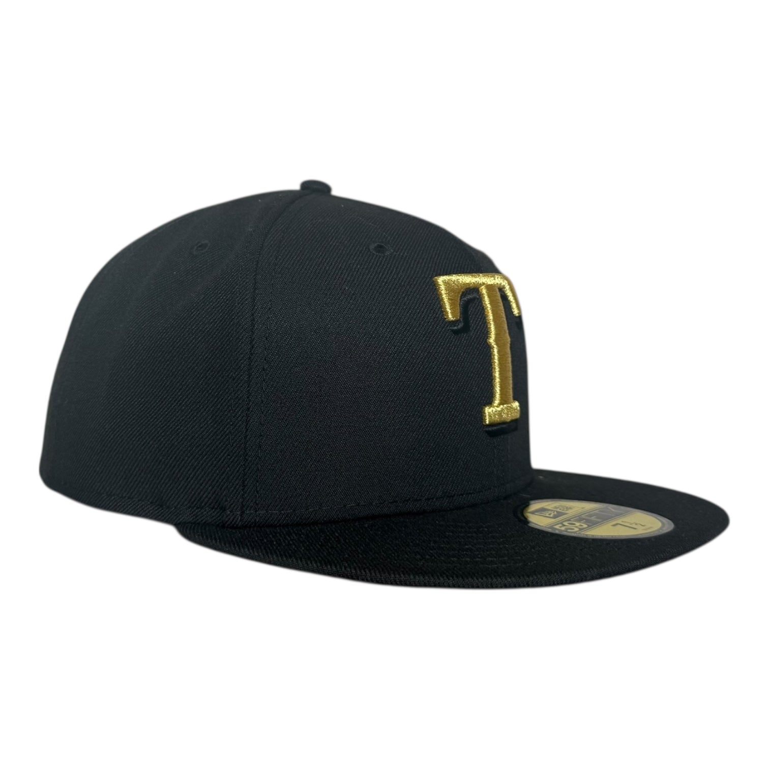 Texas Rangers Black on Metallic New Era 59Fifty Fitted Hat
