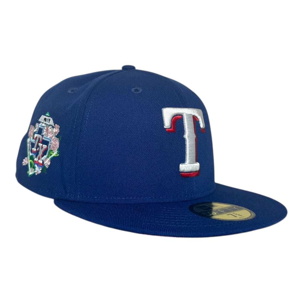 The Hat Wall Texas Rangers Texas Patch Pink Floral UV New Era 59Fifty Fitted Hat