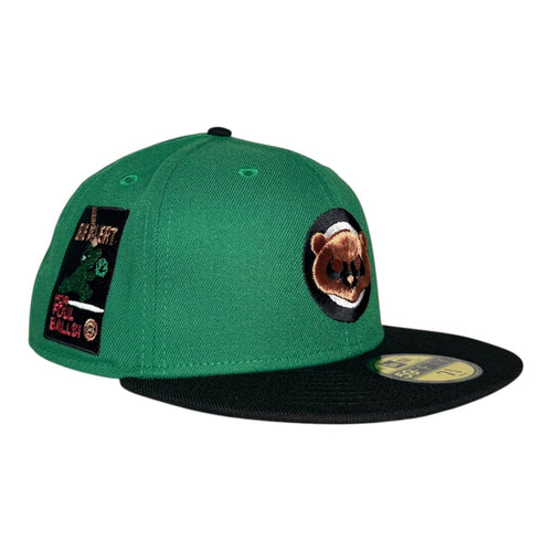 Exclusive Fitted Chicago Cubs Be Alert for Foul Balls New Era 59Fifty Fitted Hat Green