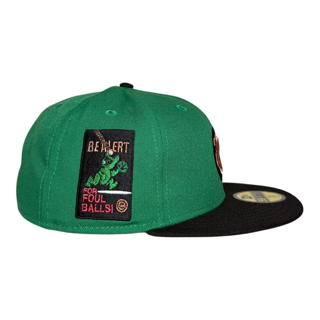 Exclusive Fitted Chicago Cubs Be Alert for Foul Balls New Era 59Fifty Fitted Hat Green