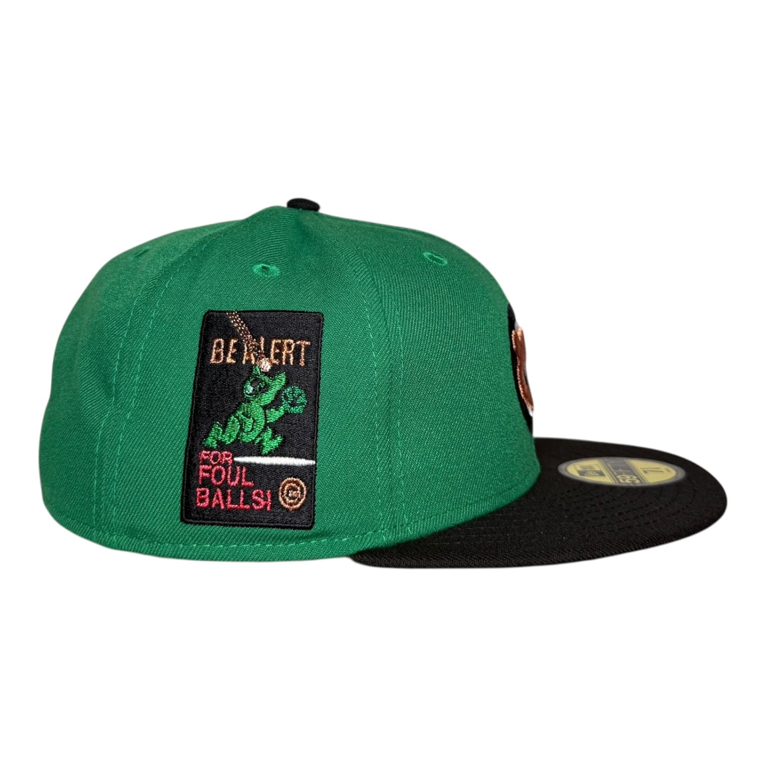 Exclusive Fitted Chicago Cubs Be Alert for Foul Balls New Era 59Fifty Fitted Hat Green