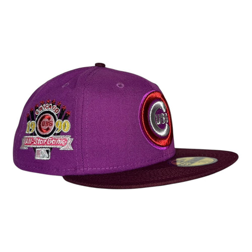 Clark Street Sports Chicago Cubs 1990 All Star Game New Era 59Fifty Fitted Hat Grape Maroon