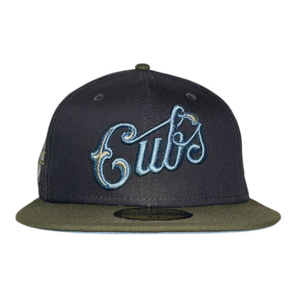Chicago Cubs 100 Years at Wrigley Field New Era 59Fifty Fitted Hat Graphite Olive Birdseye Blue