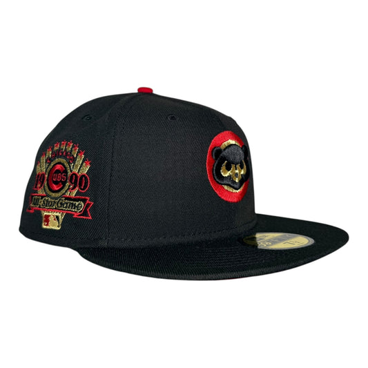 Chicago Cubs 1990 All Star Game New Era 59Fifty Fitted Hat Black Gold Red