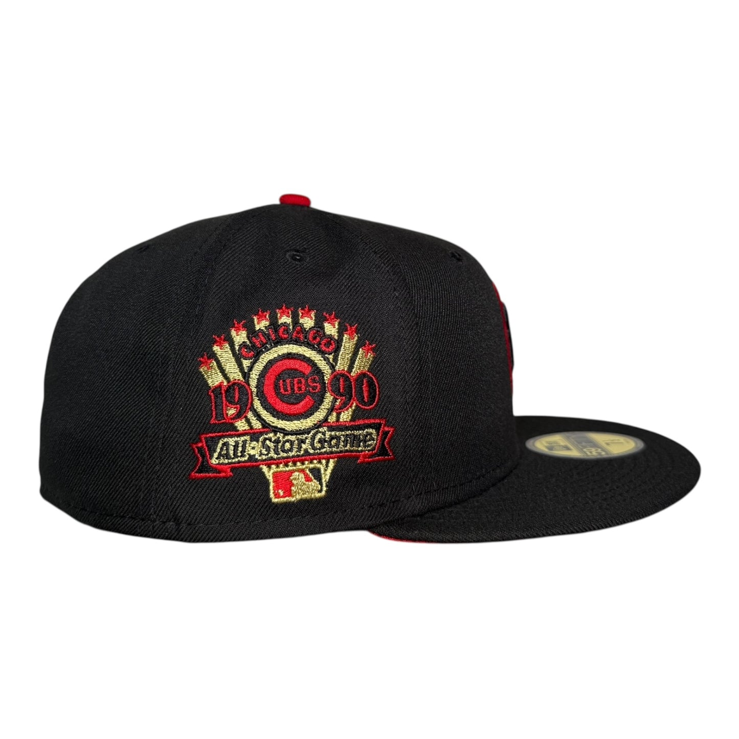 Chicago Cubs 1990 All Star Game New Era 59Fifty Fitted Hat Black Gold Red