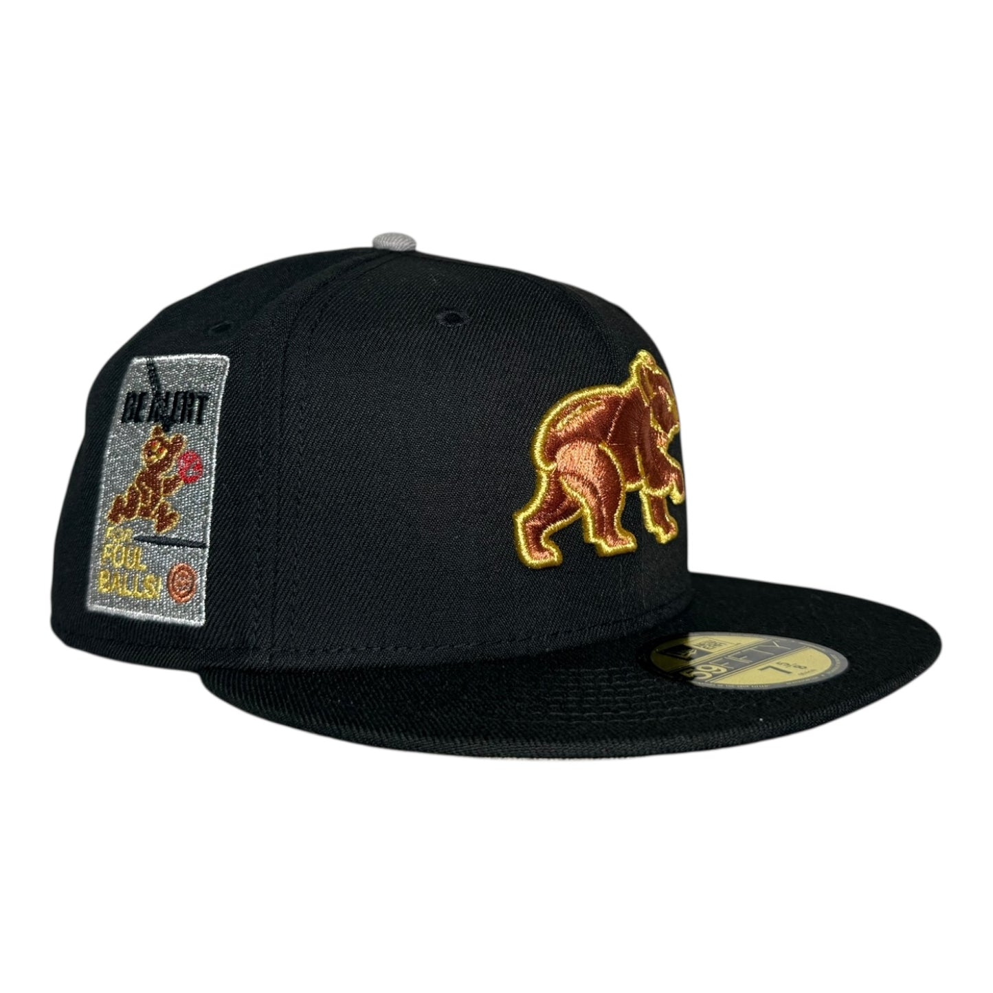Chicago Cubs Be Alert for Foul Balls Two Tone Black New Era 59Fifty Fitted Hat