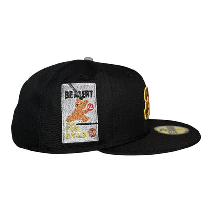 Chicago Cubs Be Alert for Foul Balls Two Tone Black New Era 59Fifty Fitted Hat