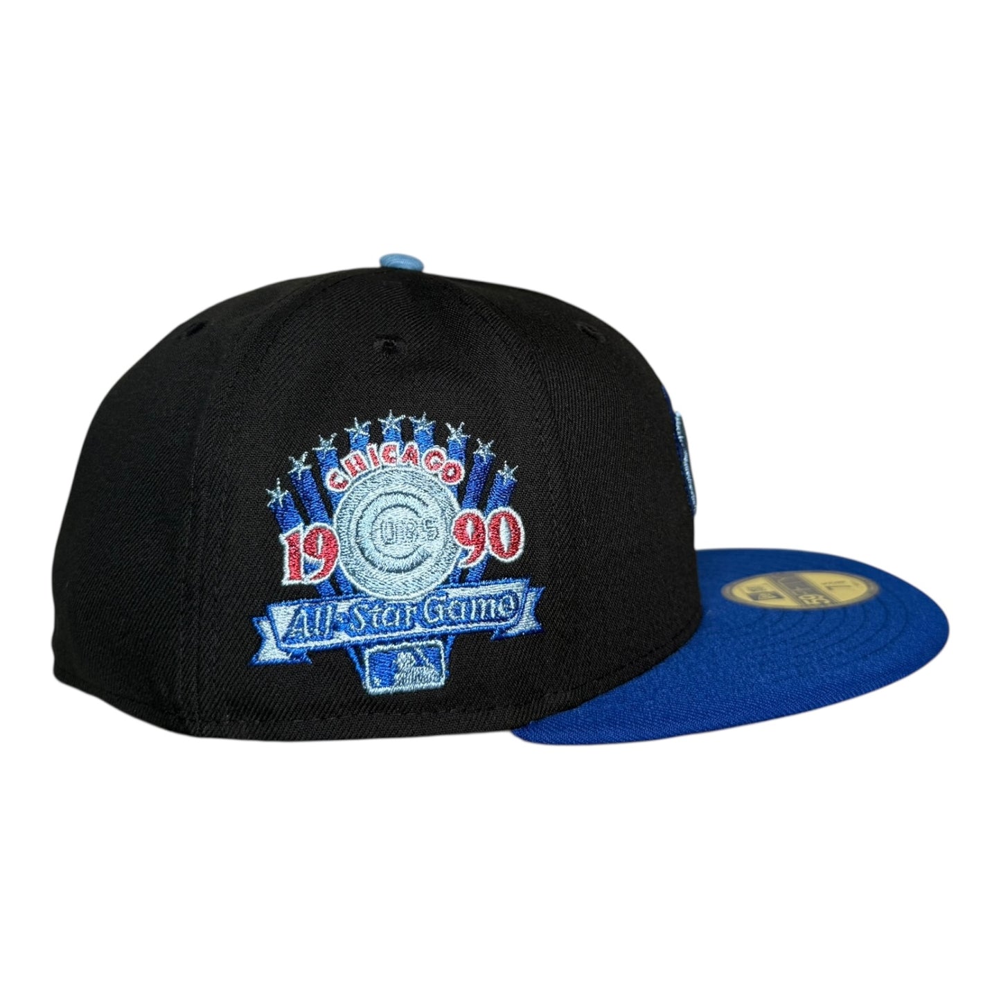 Chicago Cubs 1990 All Star Game New Era 59Fifty Fitted Hat Black Royal Blue Icy Blue