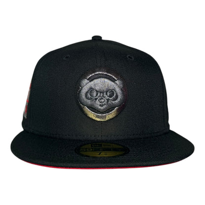 Chicago Cubs Be Alert for Foul Balls New Era 59Fifty Fitted Hat Black Metallic
