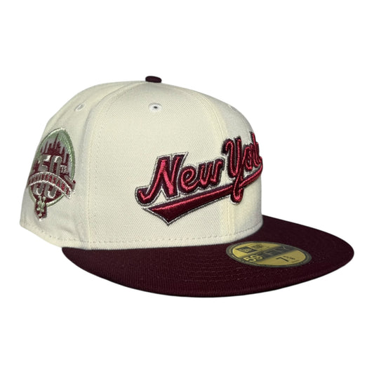 New York Mets 50th Anniversary New Era 59Fifty Fitted Hat Chrome White