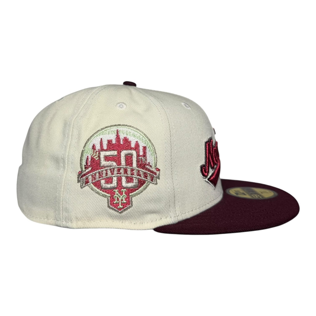 The Hat Wall New York Mets 50th Anniversary New Era 59Fifty Fitted Hat Chrome White