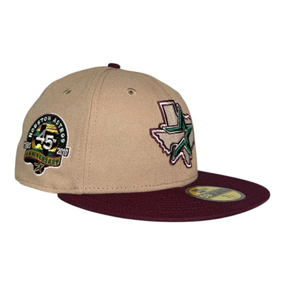 Houston Astros 45th Anniversary Earth Tone Khaki Maroon Hat Club New Era 59Fifty Fitted Hat