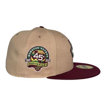 Houston Astros 45th Anniversary Earth Tone Khaki Maroon Hat Club New Era 59Fifty Fitted Hat