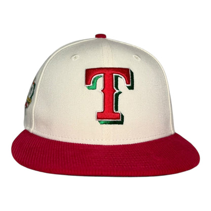 Texas Rangers 40th Anniversary Chrome White Scarlet Red New Era 59Fifty Fitted Hat