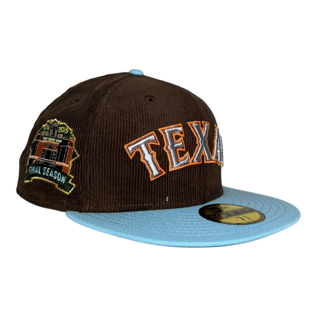 The Hat Wall Texas Rangers 2019 Final Season "Holes" Mahogany Corduroy New Era 59Fifty Fitted Hat
