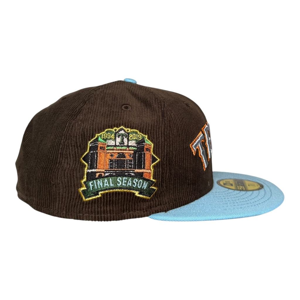 The Hat Wall Texas Rangers 2019 Final Season "Holes" Mahogany Corduroy New Era 59Fifty Fitted Hat