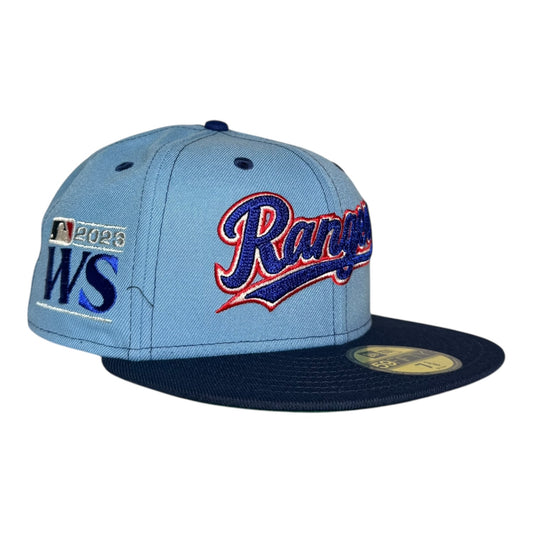 Texas Rangers 2023 World Series Chain Stitch Contrast New Era 59Fifty Fitted Hat