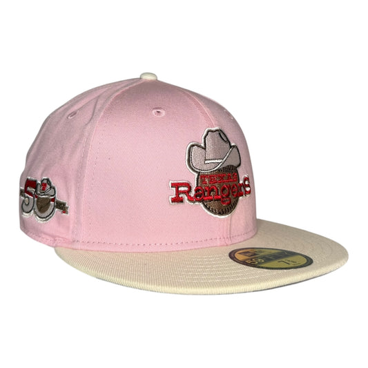 Texas Rangers Pink Cowboy Logo 50th Anniversary New Era 59Fifty Fitted Hat