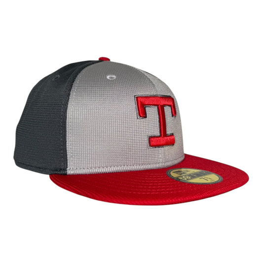 Texas Rangers Gray/Red 2025 Batting Practice New Era 59Fifty Fitted Hat