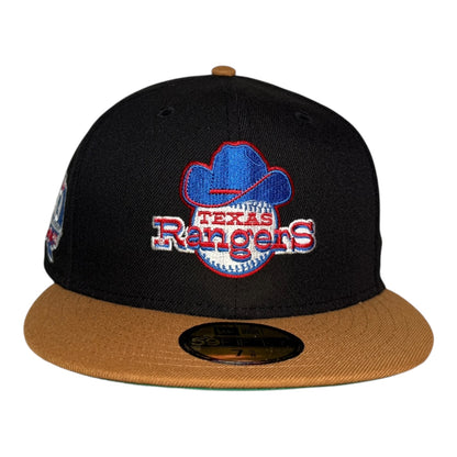Texas Rangers 40th Anniversary Black Bronze 2-Tone New Era 59Fifty Fitted Hat