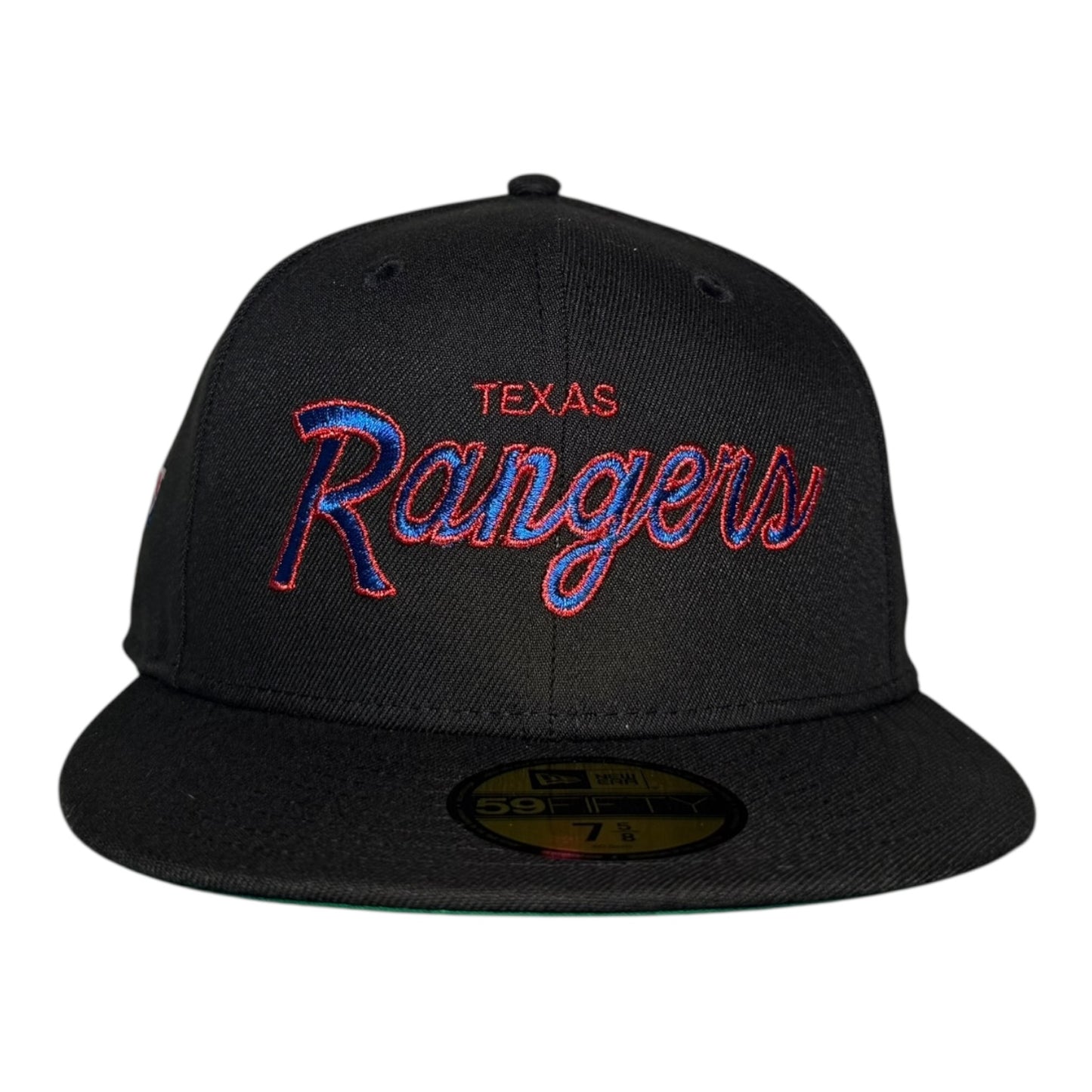 Texas Rangers Logo Patch Script Hat Club New Era 59Fifty Fitted Hat