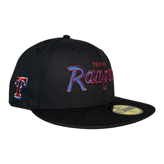 Texas Rangers Logo Patch Script Hat Club New Era 59Fifty Fitted Hat