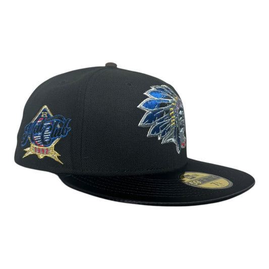 Skull Chief Hat Club New Era 59Fifty Black Satin Brim @Rahnnifitteds