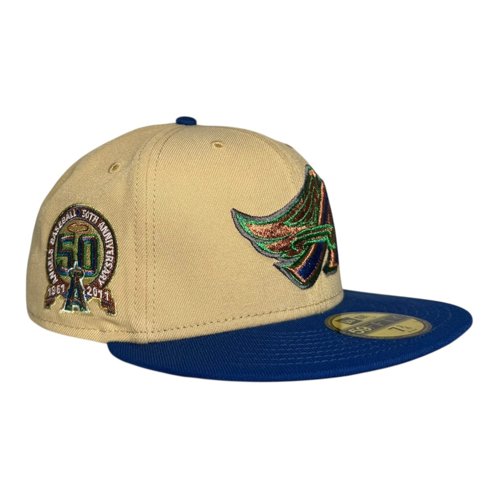 The Hat Wall Los Angeles Angels 50th Anniversary New Era 59Fifty Fitted Hat Khaki Blue