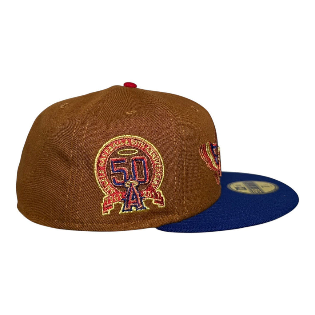 The Hat Wall Los Angeles Angels 50th Anniversary Trippy Metallic Tan/Blue Capsule New Era 59Fifty Fitted Hat