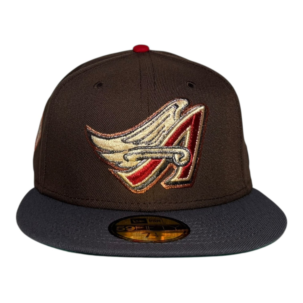 The Hat Wall Los Angeles Angels Dark Gray Brown Angels Baseball Field New Era 59Fifty Fitted Hat