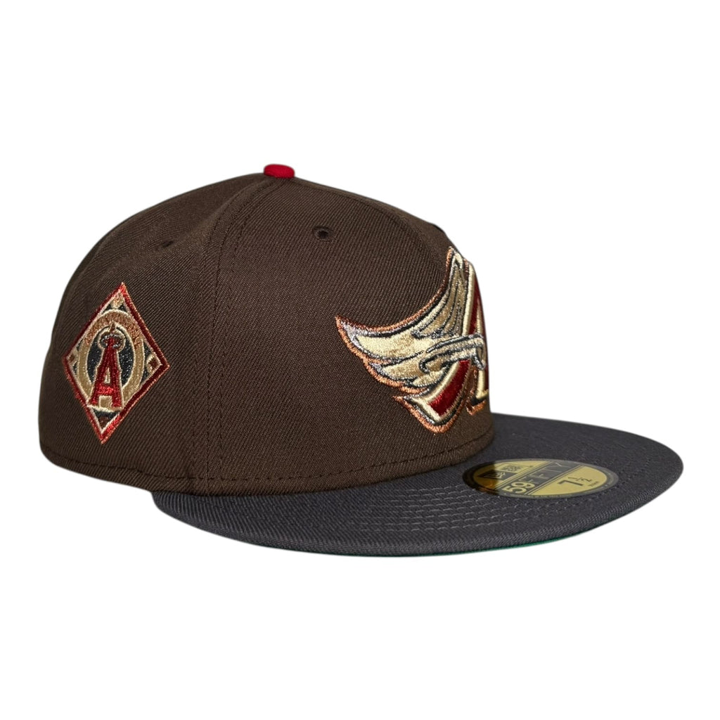 The Hat Wall Los Angeles Angels Dark Gray Brown Angels Baseball Field New Era 59Fifty Fitted Hat