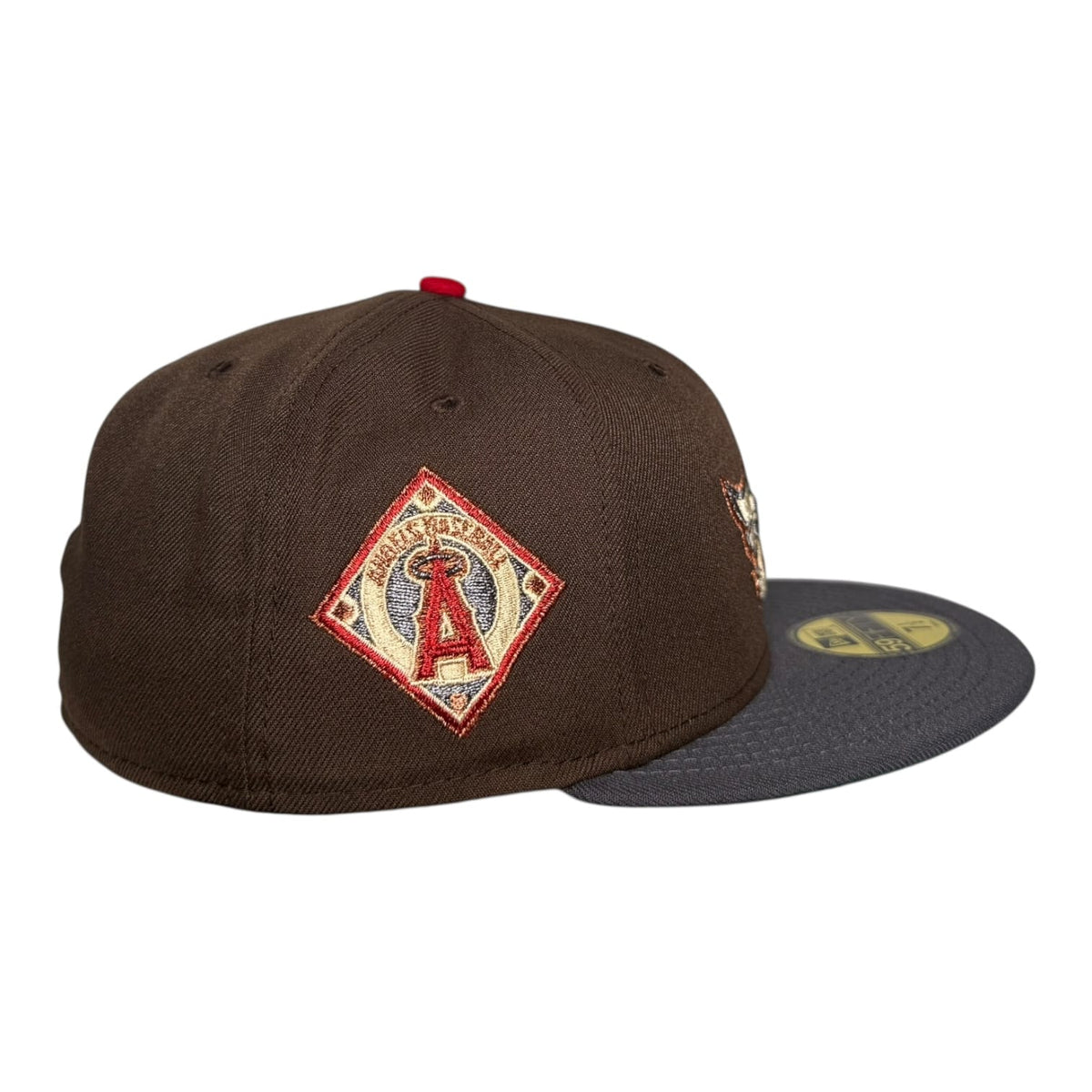 The Hat Wall Los Angeles Angels Dark Gray Brown Angels Baseball Field New Era 59Fifty Fitted Hat