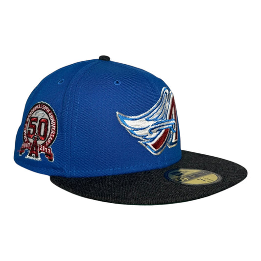 Los Angeles Angels 50th Anniversary Homegame NYC New Era 59Fifty Fitted Hat Blue Azure/Heather Black