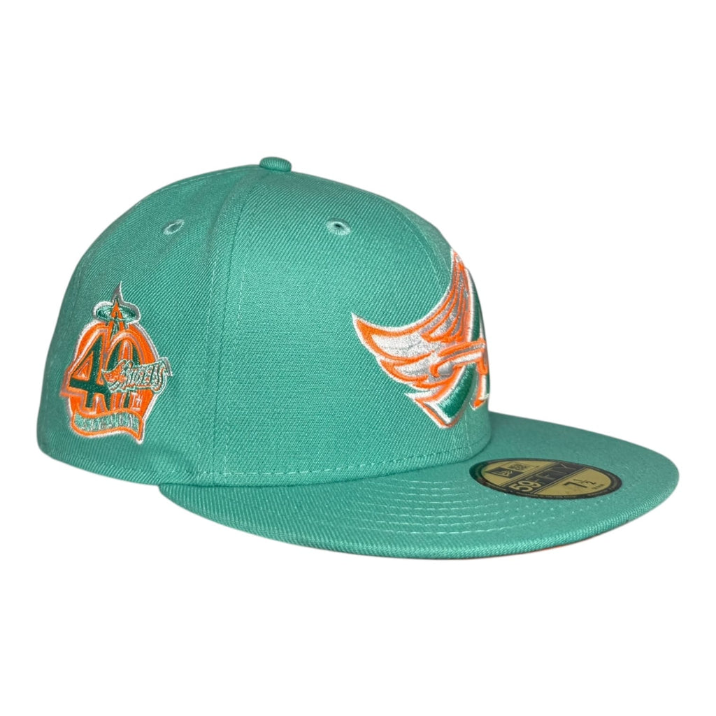 The Hat Wall Los Angeles Angels 40th Anniversary New Era 59Fifty Fitted Hat Teal Orange UV