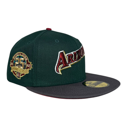 Arizona Diamondbacks 25th Anniversary Season New Era 59Fifty Fitted Hat Dark Green Graphite Red