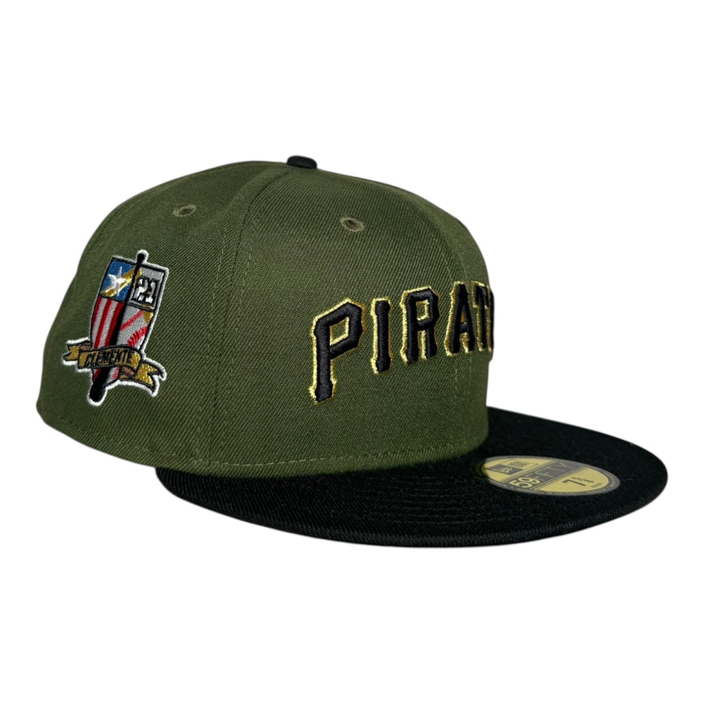 Hat Dreams Pittsburgh Pirates Clemente Olive Green New Era 59Fifty Fitted Hat