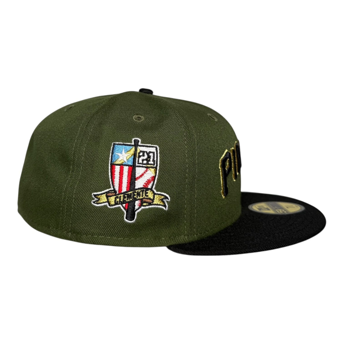 Hat Dreams Pittsburgh Pirates Clemente Olive Green New Era 59Fifty Fitted Hat