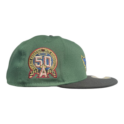 Los Angeles Angels Black Visor Gray Bottom 50th Anniversary Patch New Era 59Fifty Fitted