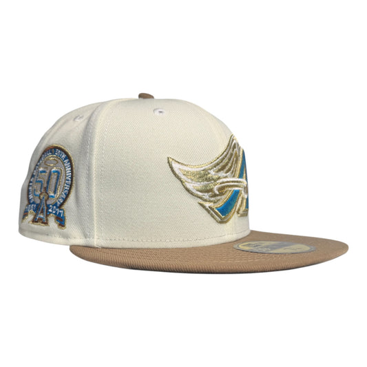Angels Ivory/Khaki Metallic 50th Anniversary New Era 59Fifty Fitted Hat