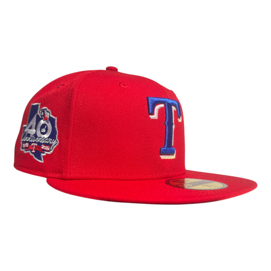 Texas Rangers 40th Anniversary Red New Era Fitted Hats
